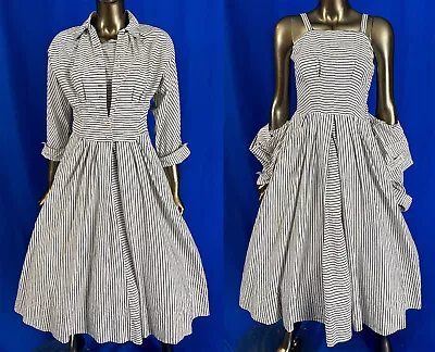 Vestido falda circular estampado rayas tela Hope Skillman vintage Brigance Sportsmaker Foto 1 de 4