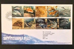 GB 2014 Sustainable Fish Set on Typed Address First Day Cover, Fishguard S/H/S - Picture 1 of 1