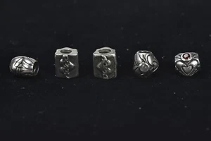 LOT 5 CHAMILIA GENUINE STERLING SILVER BEAD CHARMS HEARTS #07321 - Picture 1 of 2