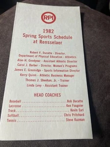 1982 Rensselaer Polytechnisches Institut Frühling Sportplan übergroß 6 Zoll x 3 Zoll - Bild 1 von 2