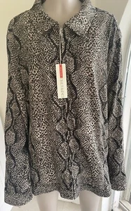 Plus Size Jacket 26-28 Zip Up Suede Cloth Snakeskin Print NWT by Avenue - Picture 1 of 10