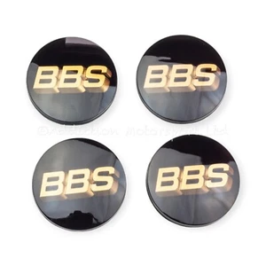 4x Genuine BBS Rotating Centre Caps, Black with Bronze 3D BBS Logo 56mm - Picture 1 of 6