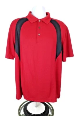 Camisa Polo Grand Slam Golf Roja Negra Manga Corta Poliéster Para Hombre Talla Grande Usada en Excelente Condición Foto 1 de 4
