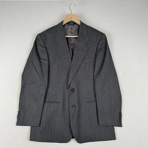 DAKS London Wool Blazer Jacket Suit Vintage Grey Blue Stripe Men's UK 42 L31” - Picture 1 of 7