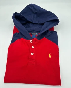Polo Ralph Lauren Boy's Sweater Red Blue Sport Hoodie Pony Logo Size XL 18-20 - Picture 1 of 6