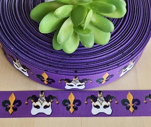 7/8 Zoll (1 Yard) Karneval Ripsband Narr Karneval Maske - Bild 1 von 1