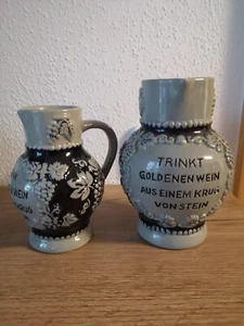 2 x Weinkrug Bembel mit Spruch Steinzeug 2 Krüge 0,5 l & 250 ml Wein & Most - Bild 1 von 4