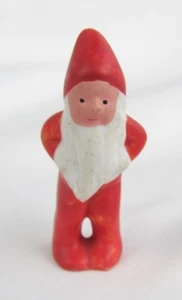 Vintage Germany ? Miniature Painted Bisque Red Gnome Snow Baby 1 3/4" Figurine - Picture 1 of 7