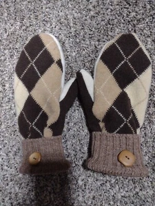 Hsndmade Upcycled Wool Sweater Mittens With Blizzard Fleece Lining - Picture 1 of 5