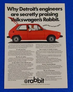 1975 VOLKSWAGEN RABBIT ORIGINAL VW COLOR PRINT AD "HAPPY DAYS ARE HERE AGAIN" - Picture 1 of 1