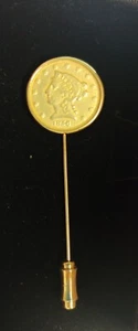 Amerikanische Goldmünze Hommage Krawatte Hut Anstecknadel  - Bild 1 von 4