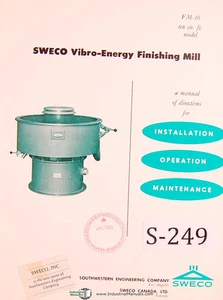 Sweco FM-10, Finishing Mill, Installation Operations maintenance Manual 1964 - Picture 1 of 2
