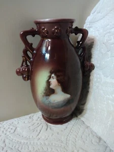 Vtg Austrian Porcelain Portrait Vase Mkd Austria R Hanke ? Hd/Ptd Perfect 8" T - Picture 1 of 6