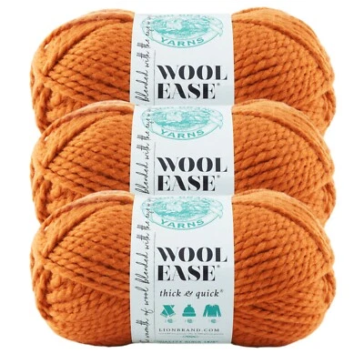 (3 Pack) Lion Brand Yarn 640-133A Wool-Ease Thick & Quick Bulky Yarn, Pumpkin - Image 1 of 4
