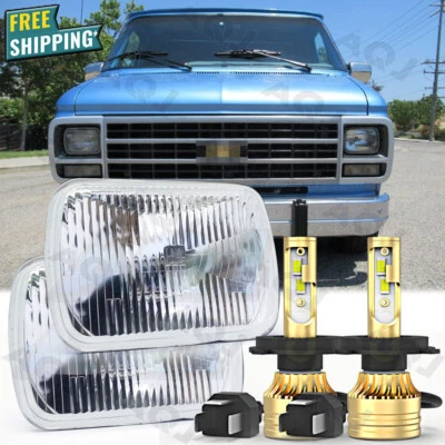 Fit Chevy G10 G20 G30 Van 1978-1995 Pair 5x7 7x6" LED Headlights Hi/Lo Beam DOT - Изображение 1 из 4
