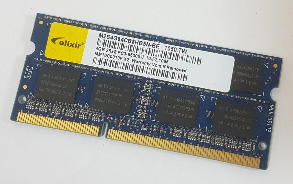 4GB DDR3 PC3-8500S Elixir M2S4G64CB8HB5N-BE 1066 MHz Notebook Speicher - Bild 1 von 1