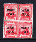 Trinidad & Tobago 1917 1D War Tax In Block Of Four Sg 182 Mnh.