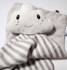 Nuby Cloud Lovey Sicherheitsdecke grau-weiß gestreift Rarität farbige Etiketten - Bild 1 von 8