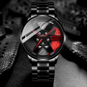 Herren Luxus Armbanduhr Felgenuhr Car Wheel Felge Sport Racing Uhr Red Watch - Bild 1 von 5