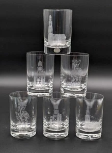 Vintage 6er Set Rosenthal Studio Kristall kugelarme Brille geätzt Ritter/Gebäude - Bild 1 von 14