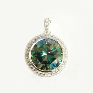 20 Ct. Lab Created Round Blue Diamond Pendant In 925 Sterling Silver Certified - Picture 1 of 5