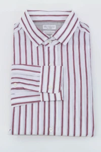 NWT Brunello Cucinelli Men "Leisure Fit" 2-Tone Striped Button-Down Shirt M A228 - Picture 1 of 5