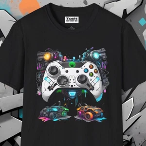 Futuristic Gamer Tee Unisex Adult T-Shirt Graffiti-Style Gaming Controller  ogx - Picture 1 of 57