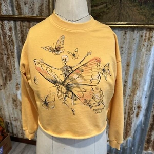 American Eagle Graphic Sweatshirt Butterfly Skeleton Oversized Funday XS - Picture 1 of 8