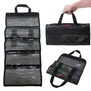Black Fishing 5-Pocket Lure Jig Bag Trolling Jig Rollup Storage Bait Bags - Picture 1 of 13