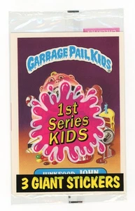 JUNKFOOD JOHN 1986 GARBAGE PAIL KIDS 1st Ser GIANT STICKER PACK *Sealed in Pack* - Picture 1 of 2