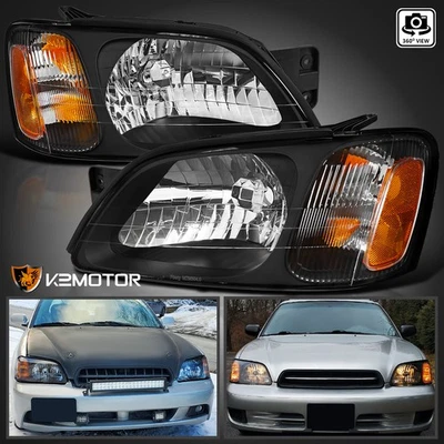 Black For 2000-2004 Subaru Legacy L Baja Sport Replacement Headlights Lamps L+R - Image 1 of 4