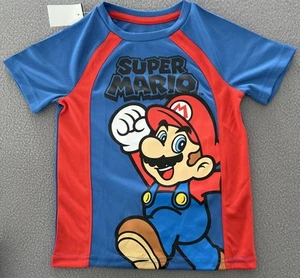 New Super Mario Boys Size 4 T-Shirt Blue Original Officially Licensed Nintendo - Picture 1 of 5