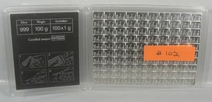 Valcambi 100 x 1 Gramm Silber Kombiriegel (100 Gramm) Karte nicht versiegelt #102 - Bild 1 von 2