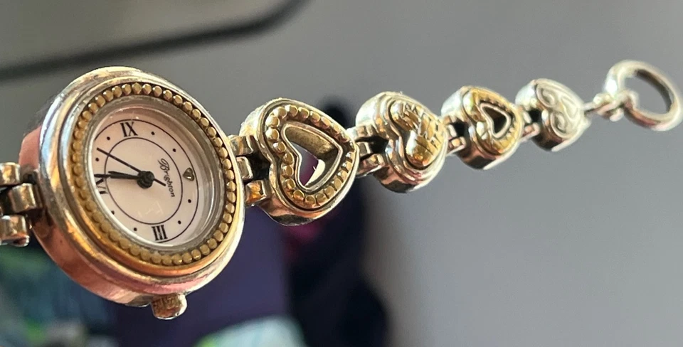 Reloj Brighton Dos Tonos Génova Corazón Eslabón Pulsera Palanca 7.5" Movimiento Japón Foto 1 de 1