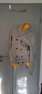 elegante, graumelierte Strickjacke mit Patches am Ellenbogen, Gr.M - Bild 1 von 4