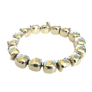 Vintage TANE Mexican 11.35 mm Hammered Bead 7.5 Inch Bracelet 104 Grams - Picture 1 of 9