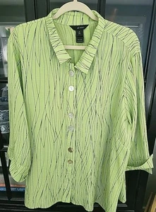 Ali Miles Woman 2xl Spring Green Lagen Look Button Up Tunic - Picture 1 of 8