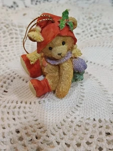 Cherished Teddies Bär mit Stechpalme auf Hut Figur Vintage Ornament Weihnachten '92 - Bild 1 von 9