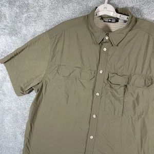 REI Shirt Men XL Olive Green SS Vented UPF 40+ Light Hike Active Flap Pockets - Picture 1 of 15