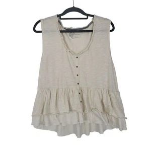 Camicetta canottiera senza maniche Pilcro M donna beige scollo a scoop pullover top a strati - Foto 1 di 8