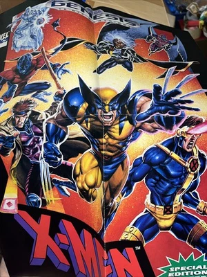 X-Men (Sega Genesis, 1993) Rare POSTER Only - Hard to Find Vintage Game 40x26 - Image 1 of 4