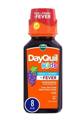 Vicks DayQuil детский от простуды и кашля + лихорадки 8 жидк. унций ацетаминофен exp5/26 НОВЫЙ - Изображение 1 из 4