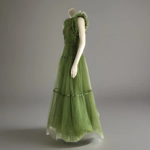 H&M Conscious exklusives grünes Maxi-Ballkleid mit Tüll und Rüschen Kleid Größe 4 - Bild 1 von 18