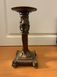Vintage Copper Color Resin & Brass Ornate Candle Holder Gold Accents - Picture 1 of 5