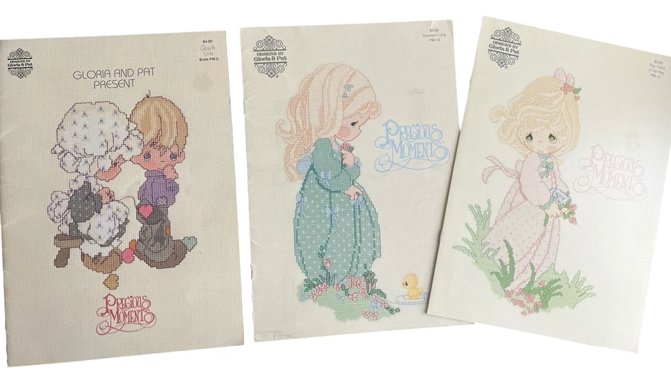 Lot of 3 Presious Moments Cross Stitch Booklets Gloria & Pat Designs PM 2 12 13 - Image 1 of 4
