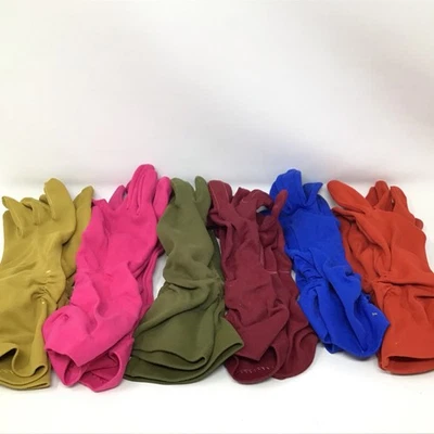 Lote de 6 pares de guantes vintage para dama rojo azul rosa borgoña verde mostaza OSFA Foto 1 de 4