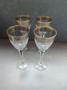 4 Vintage Noritake Crystal Aquitaine Tea Water Glass Gold Platinum - Picture 1 of 11