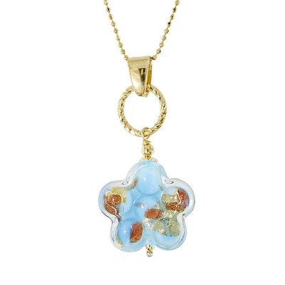 - Collana per Ragazza Con Pendente a Fiore in Vetro Originale Di Murano E Argent - Immagine 1 di 4