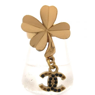 Auténtico CHANEL - Anillo Piedra Color Herrajes Dorado Negro #6 1/2 Foto 1 de 4