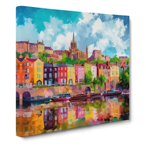 Stampa artistica da parete su tela neo-impressionismo città di Bristol cornice quadro decorazione - Foto 1 di 4